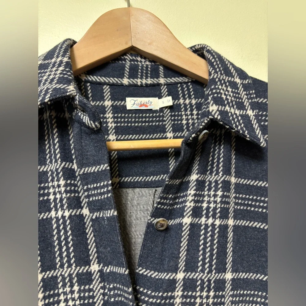 FAHERTY Legend Navy Plaid Flannel Shirt Sweater Dress - Small